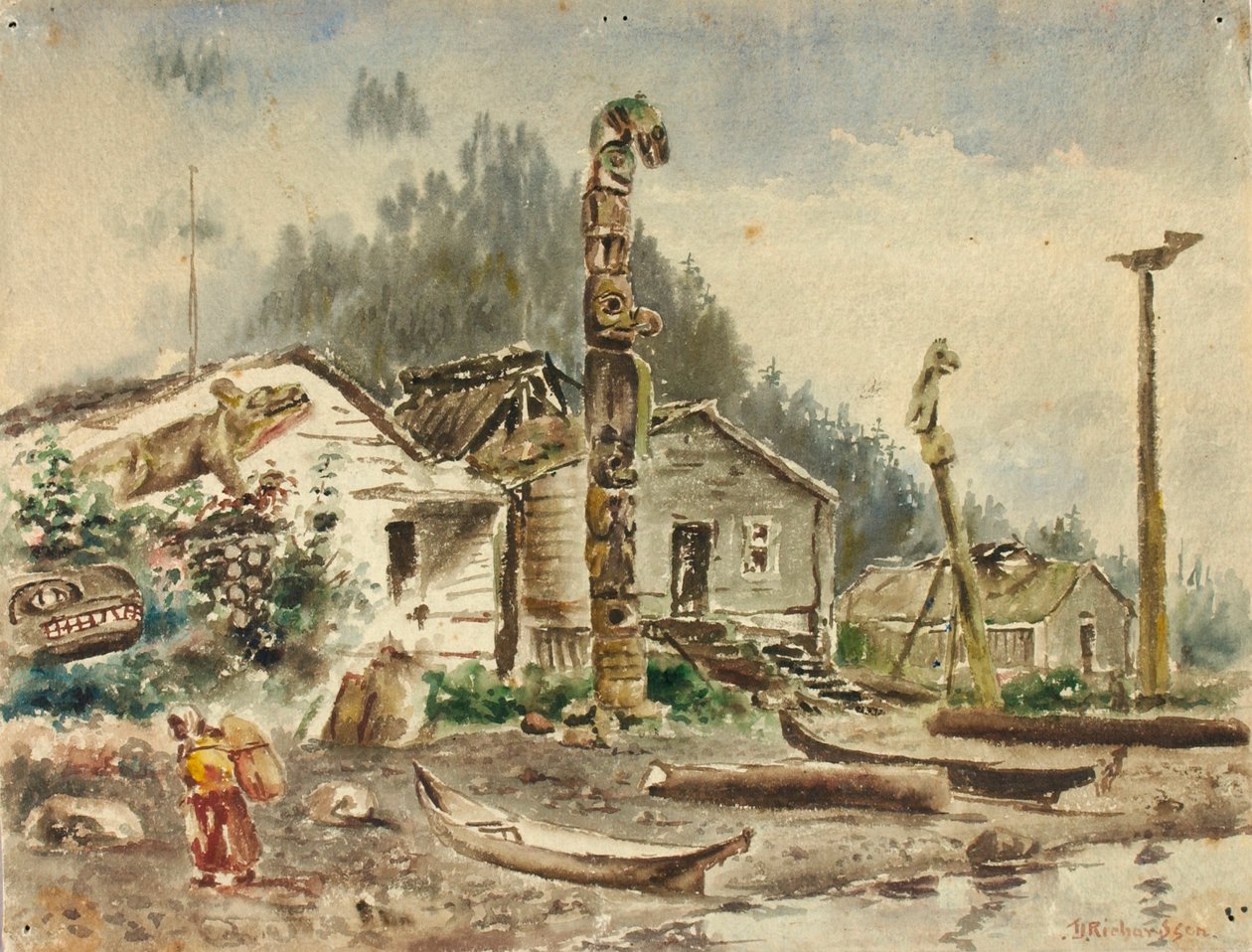 Vue de Wrangell, Alaska, en 1884 - Theodore J. Richardson