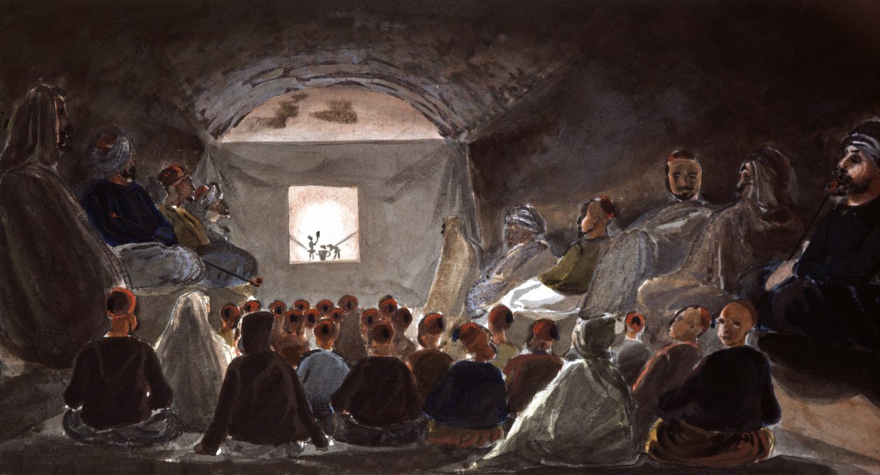 Spectacle de marionnettes dans une école en Algérie, vers 1830 - Theodore Leblanc