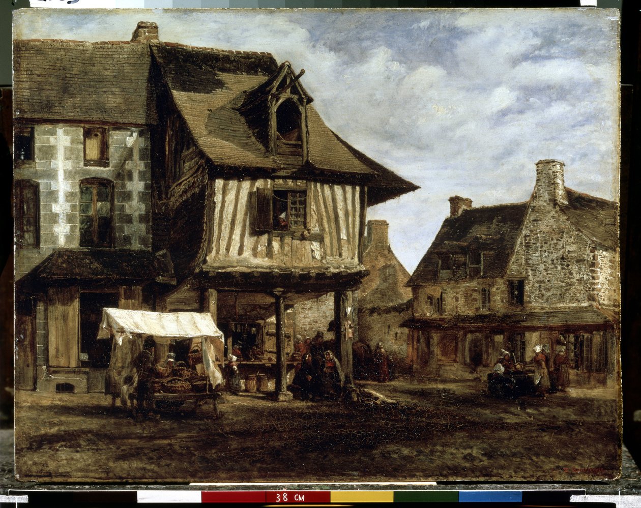 Place du marché en Normandie - Theodore Rousseau