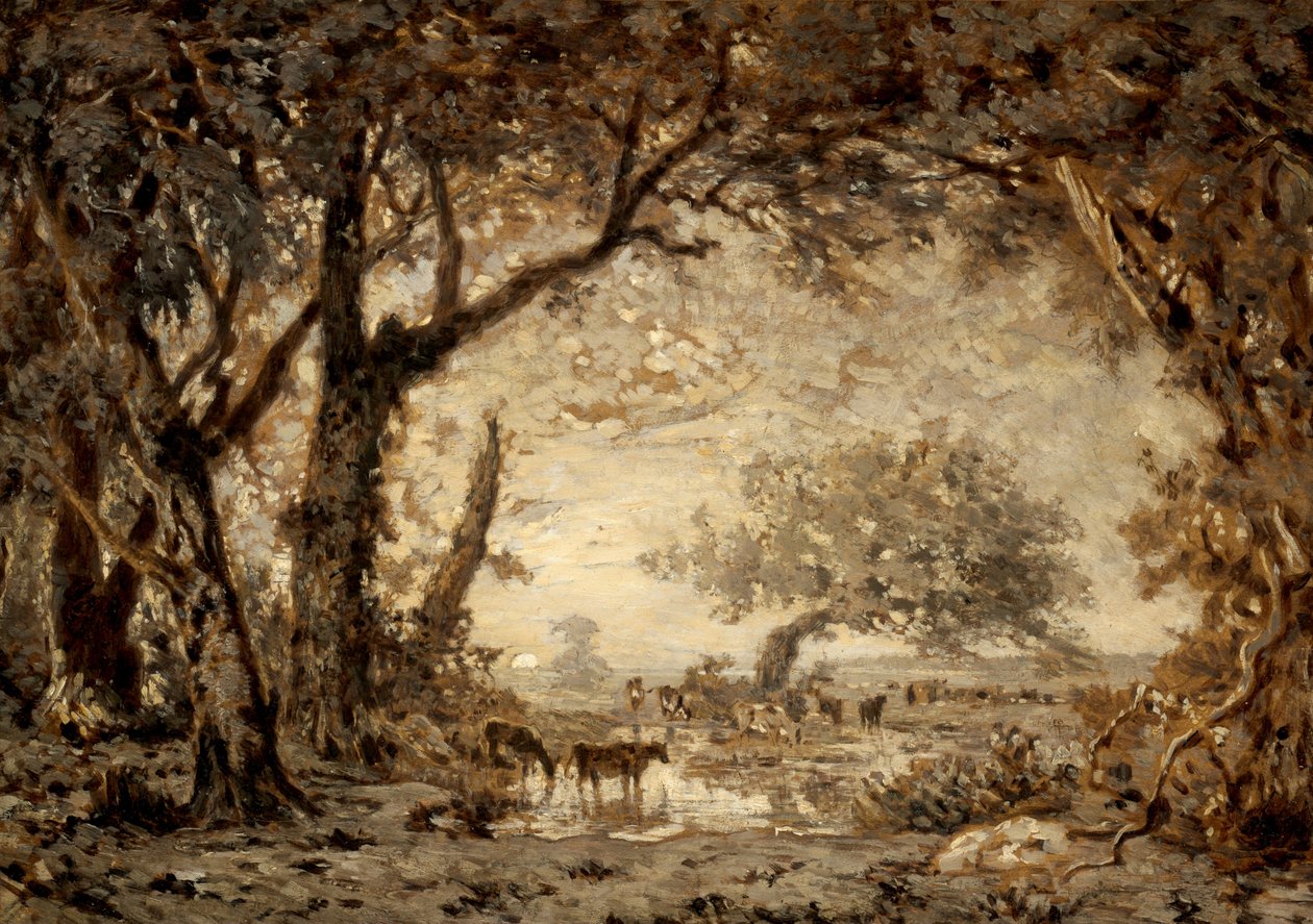 Coucher de soleil depuis la forêt de Fontainebleau - Theodore Rousseau