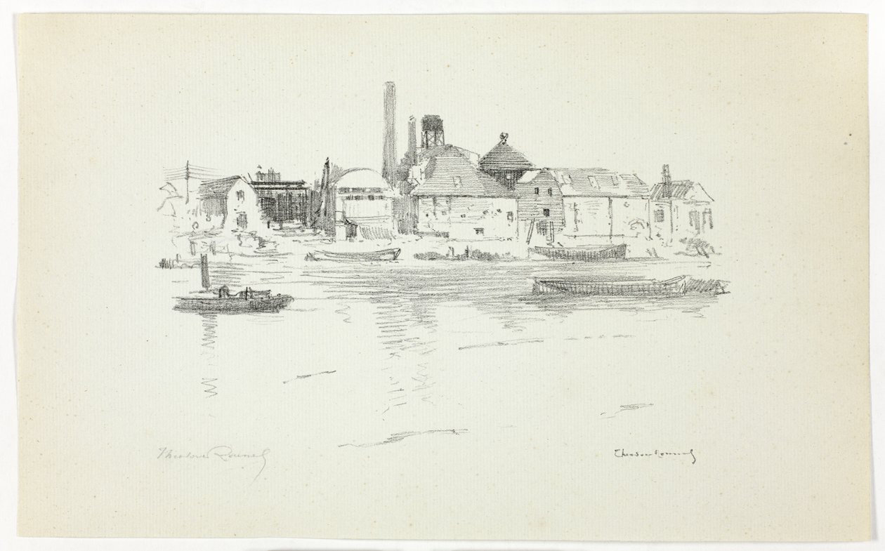 Battersea depuis la rivière, marée basse - Theodore Roussel