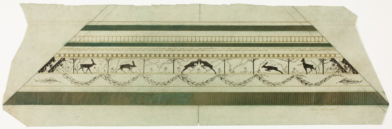 Cadre à motif de cerf et de fleurs (section inférieure du cadre) - Theodore Roussel