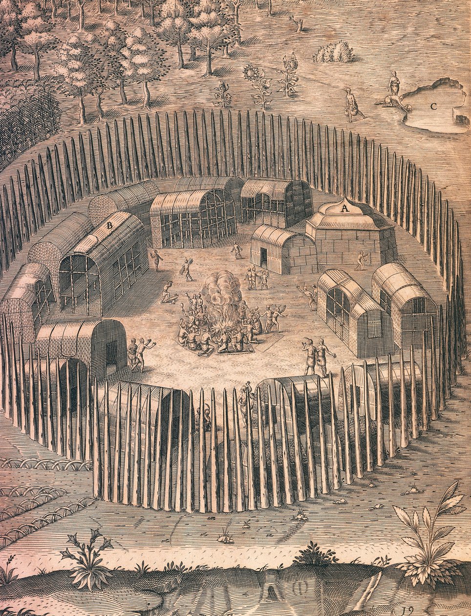 Un camp indien fortifié en Virginie - Theodore de Bry