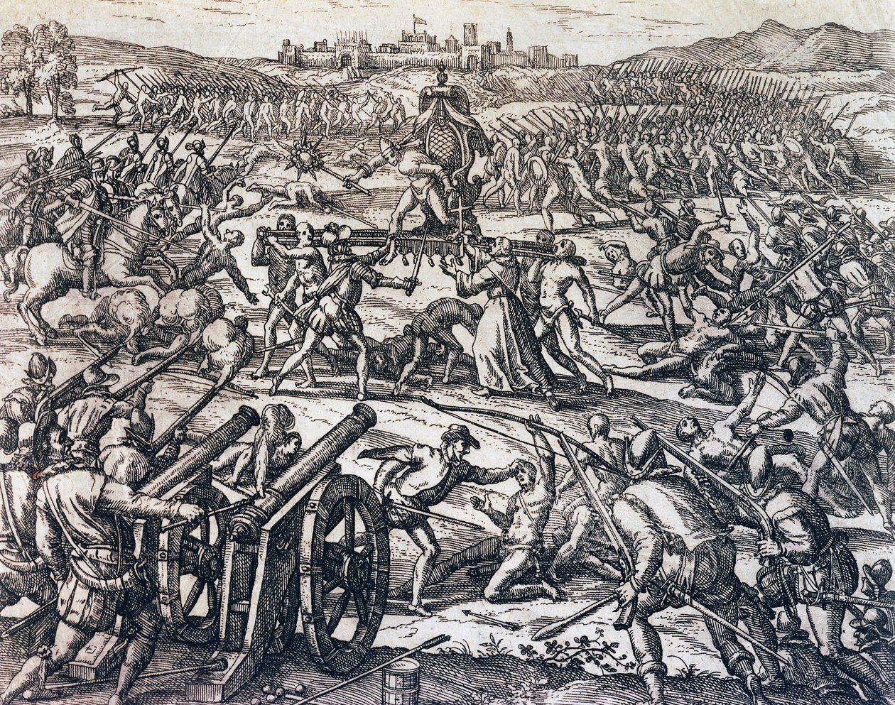Les troupes de Francisco Pizarro capturant l