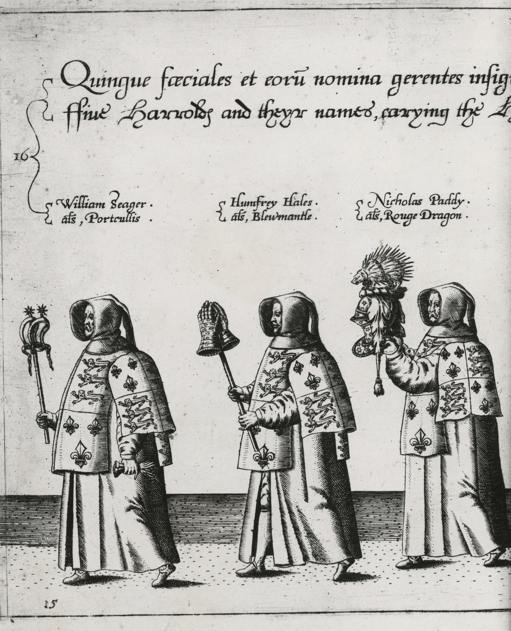 Hérauts dans le cortège funèbre de Sir Philip Sidney en route vers la cathédrale Saint-Paul - Theodore de Bry