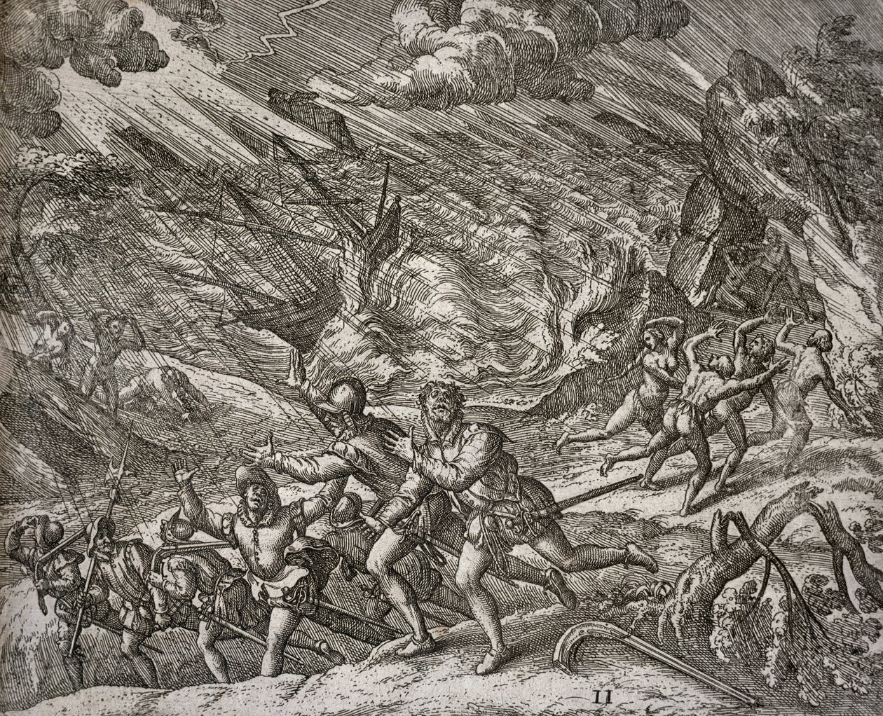 Ouragan coulant la Santa Maria, caravelle de Christophe Colomb - Theodore de Bry