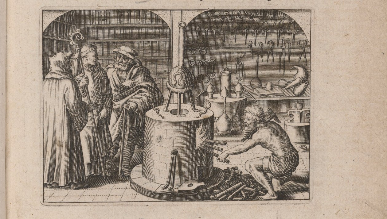 Illustration pour Tripvs avrevs, hoc est, Tres tractatvs chymici selectissimi.., 1618 - Theodore de Bry