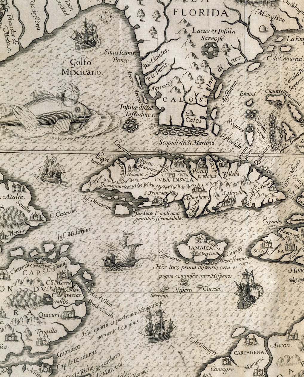 Île de Cuba, Floride et golfe du Mexique, gravure de l