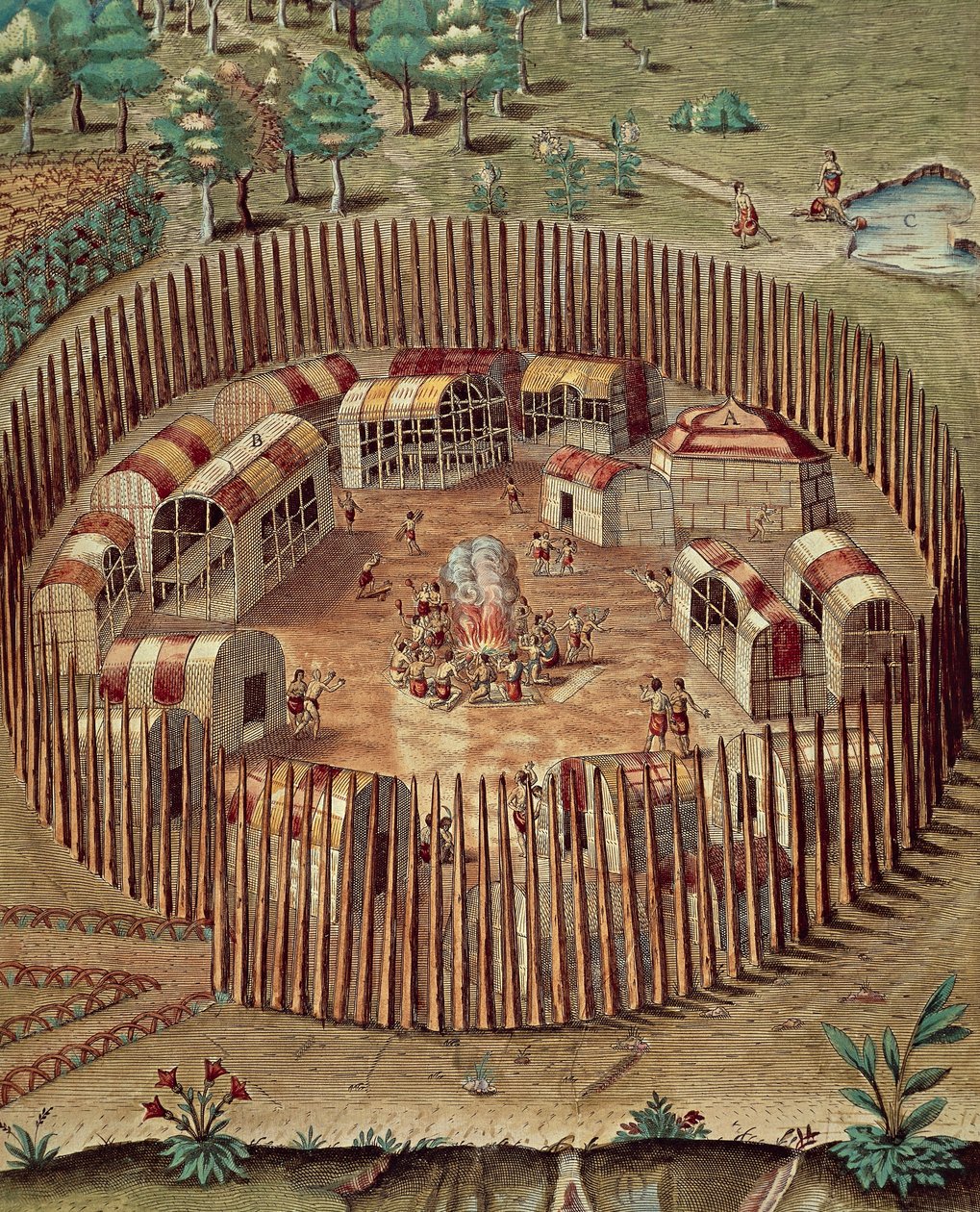 Village fortifié amérindien en Virginie - Theodore de Bry