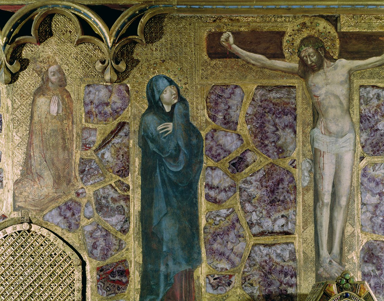 Charles IV (1316-78) en prière, la Vierge et le Christ de la Croix, de la chapelle Saint-Venceslas - Theodoricus of Prague