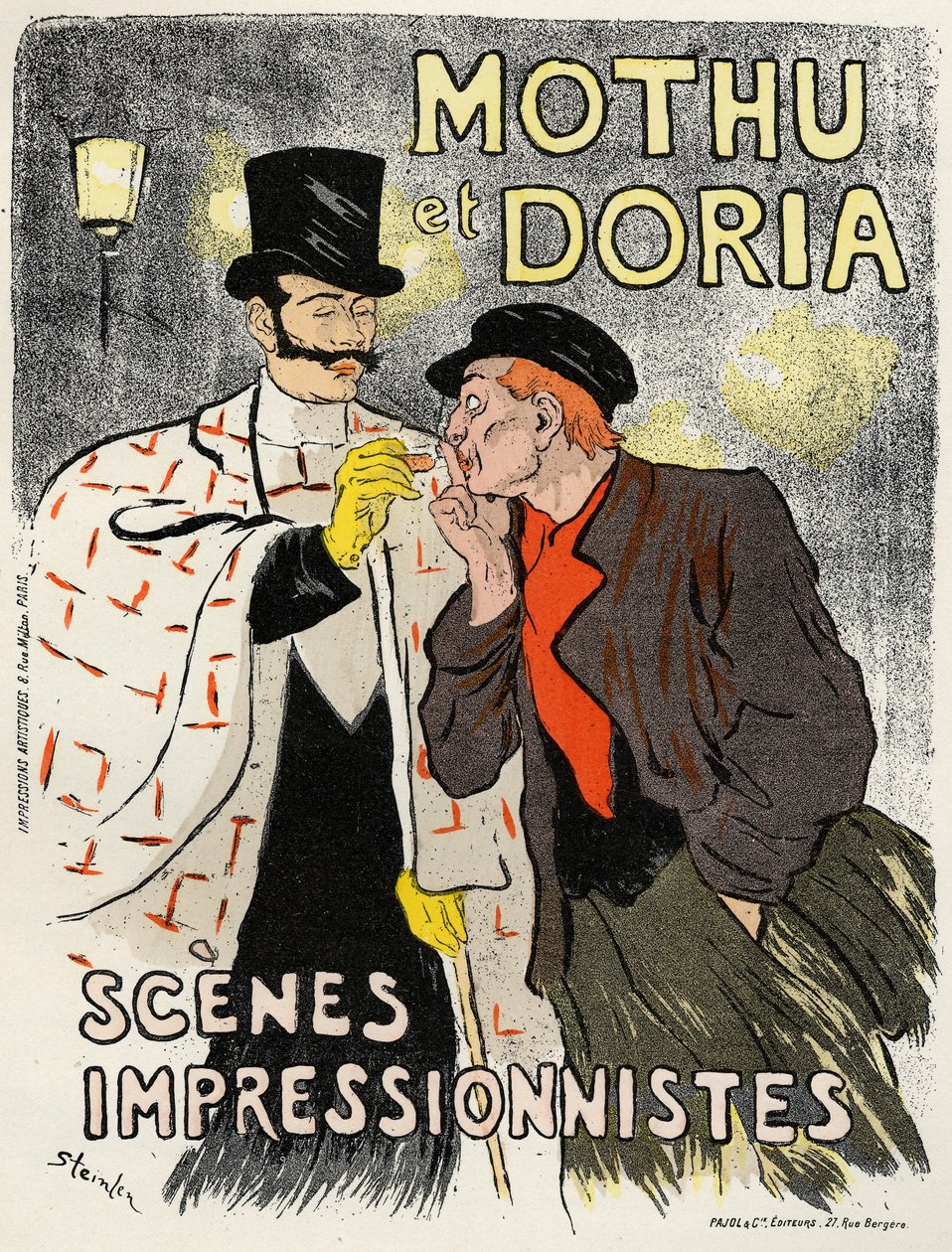 Art. Divertissement. Les chanteurs Mothu et Doria. Affiche par Steinlen, France - Théophile Alexandre Steinlen