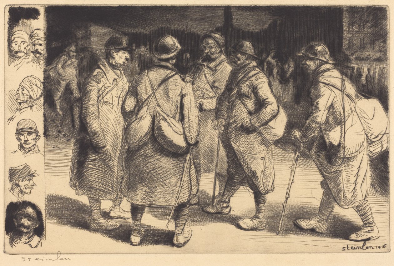 Soldiers on Leave - Night Scene (Permissionnaires - Effet de Nuit) - Théophile Alexandre Steinlen