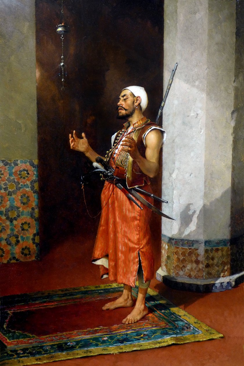 Garde turc priant, fin 19e-début 20e siècle - Theophile Marie Francois Lybaert