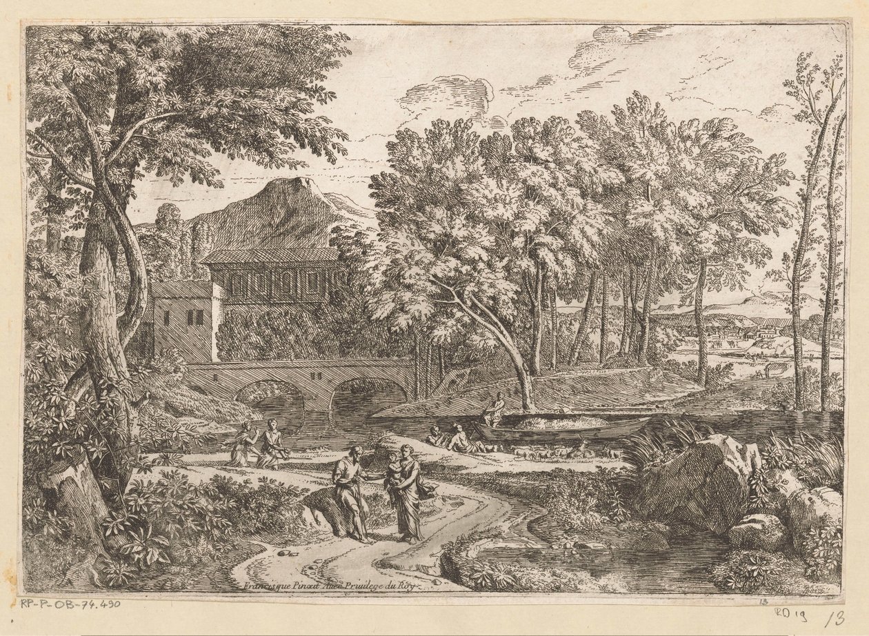 Paysage arcadien avec un troupeau de chèvres au bord de l