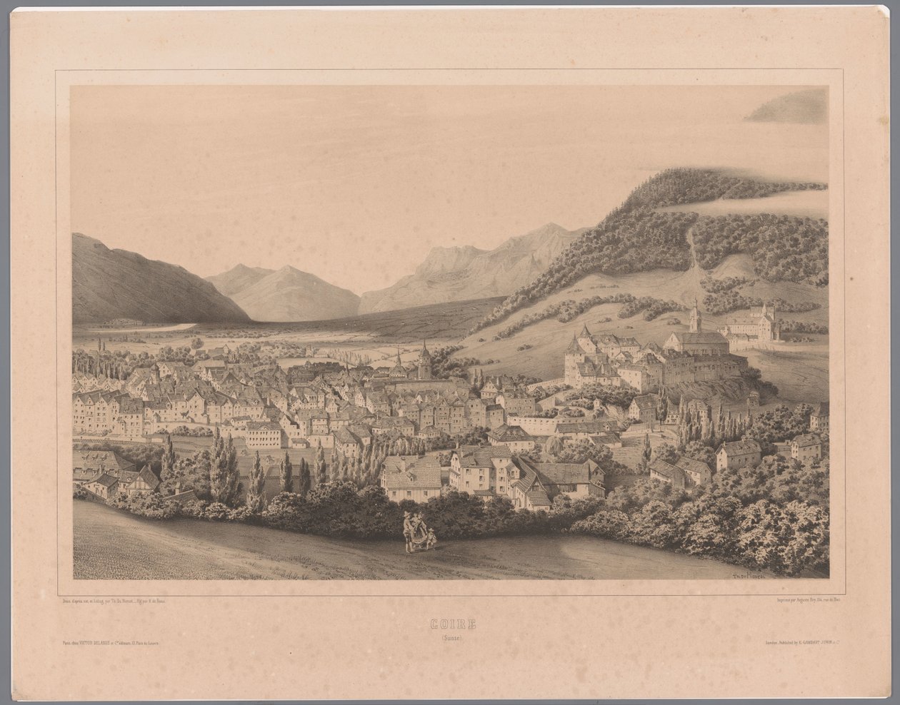 Vue sur Coire dans les Grisons - Théodore Achille Louis Dumoncel