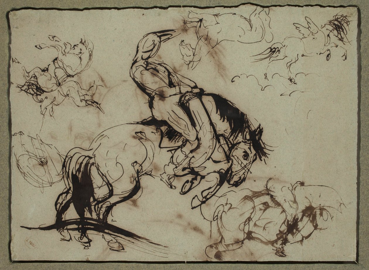 Attribué à Théodore Géricault - Chevaux et cavaliers, 19e siècle - Theodore Gericault