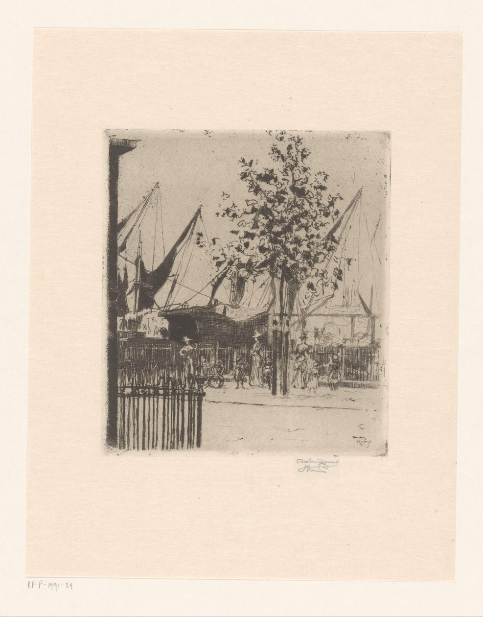 Scène de rue avec personnages près d