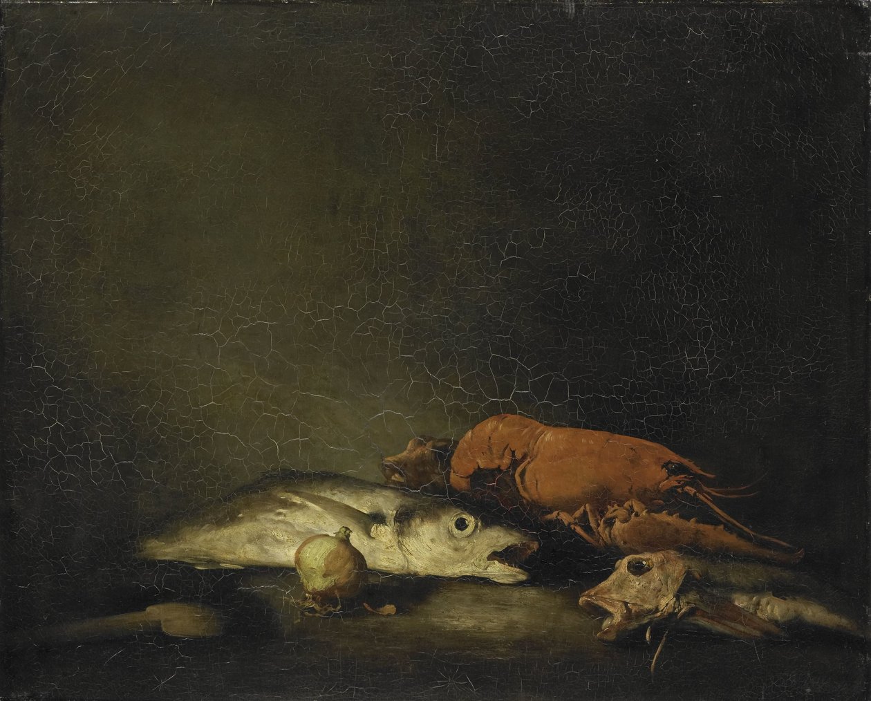 Nature morte avec poissons et un homard - Théodule Augustin Ribot