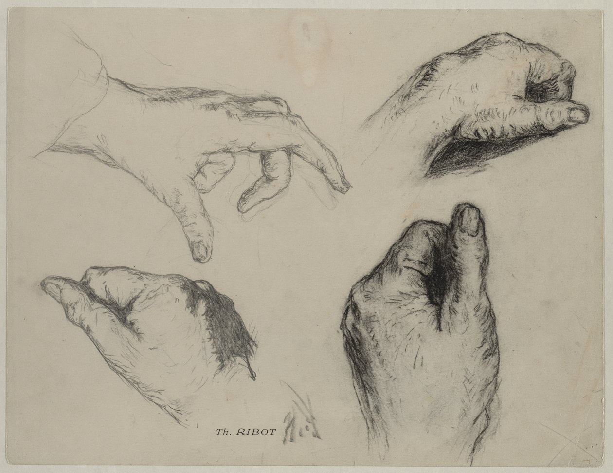 Étude de mains recto, XIXe siècle - Auguste Theodule Ribot