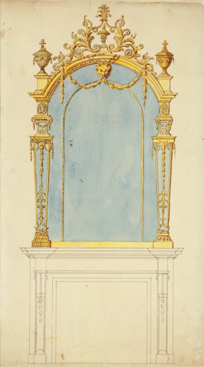 Design pour un miroir en bois doré - Thomas Chippendale