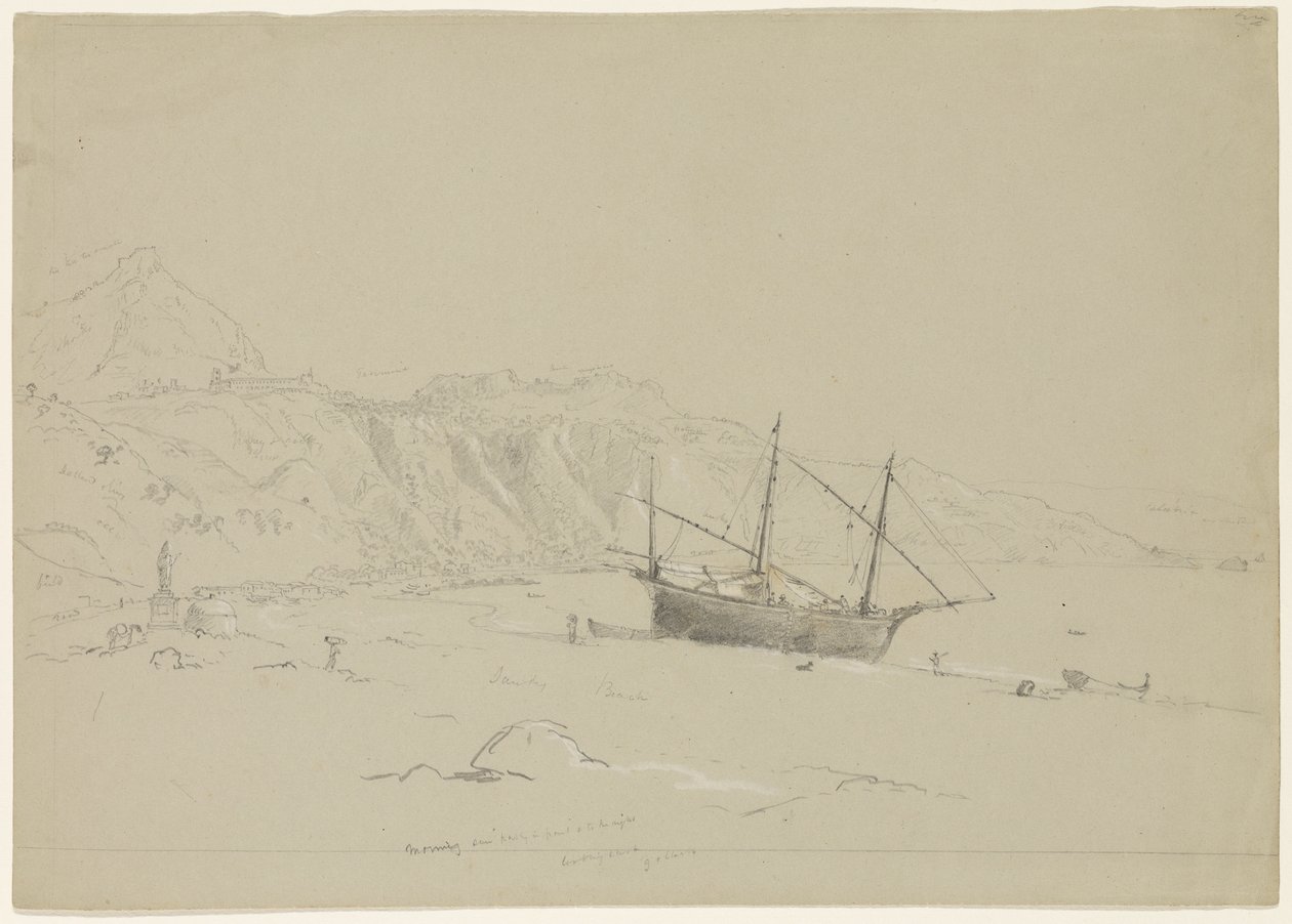 Bateau sur une plage près de Taormina, Sicile - Thomas Cole