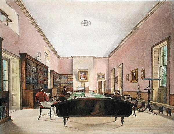La salle supérieure de la bibliothèque de la garnison de Gibraltar, illustrée dans Select Views of the Rock and Fortress of Gibraltar par J.M. Carter, 1845 - Thomas Colman Dibdin