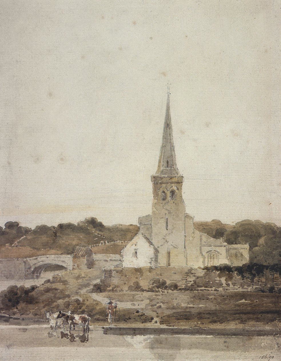 Paysage avec une église au bord d