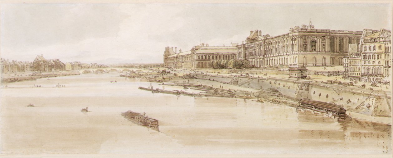 Vue du Louvre et du Pont des Tuileries depuis le Pont Neuf, c.1801 - Thomas Girtin