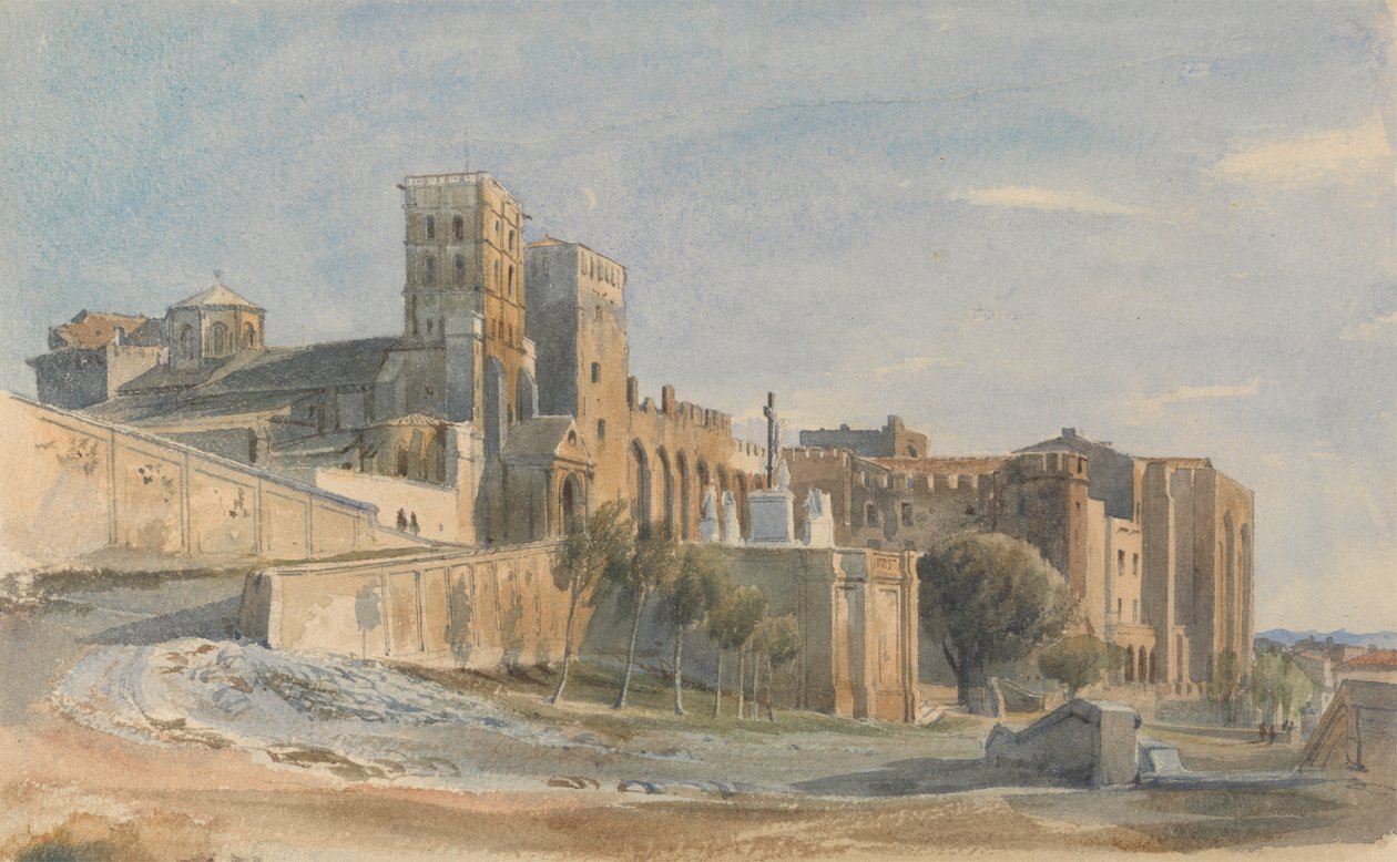 La Cathédrale et le Palais des Papes, Avignon, 1836 - Thomas Hartley Cromek