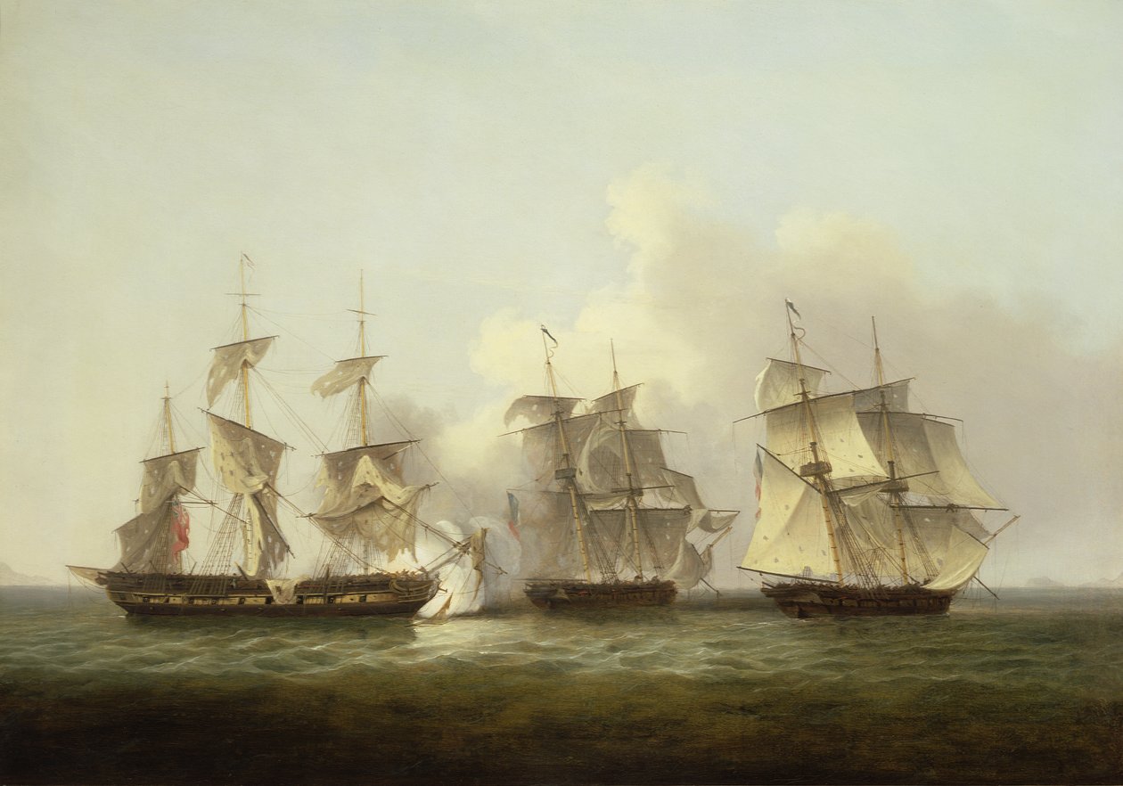 HMS Gore en action avec les bricks français Palinure et Pilade - Thomas Luny