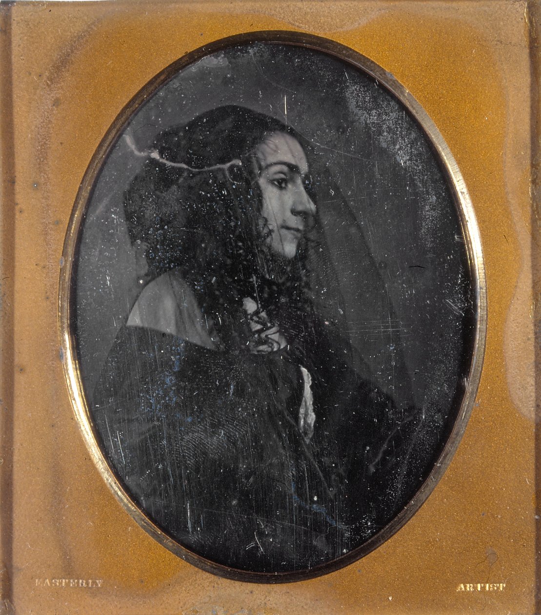 Portrait de Lola Montez de profil avec un voile noir - Thomas M. Easterly