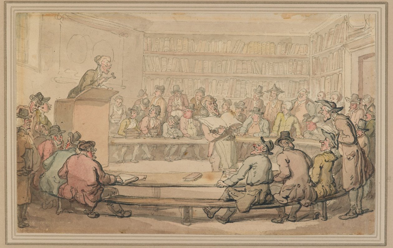 Vente aux enchères de livres chez Sothebys, vers 1810-15 - Thomas Rowlandson