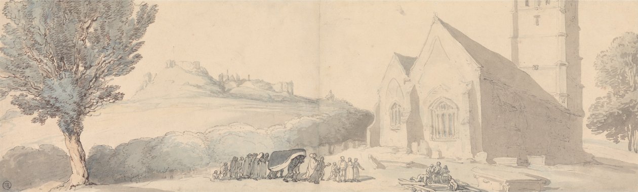 Un enterrement à Carisbrooke, Île de Wight - Thomas Rowlandson