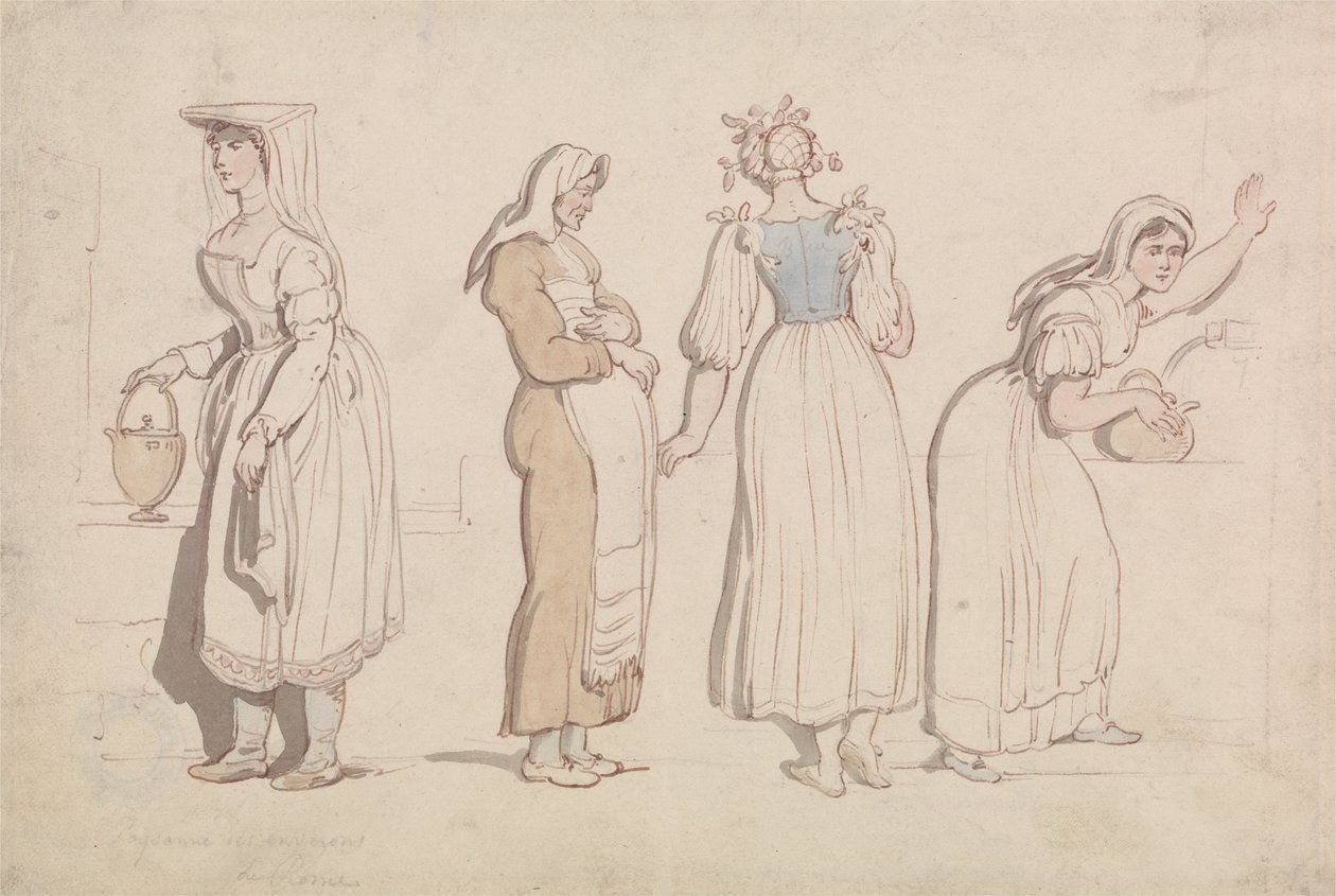Quatre femmes à un puits à Rome - Thomas Rowlandson