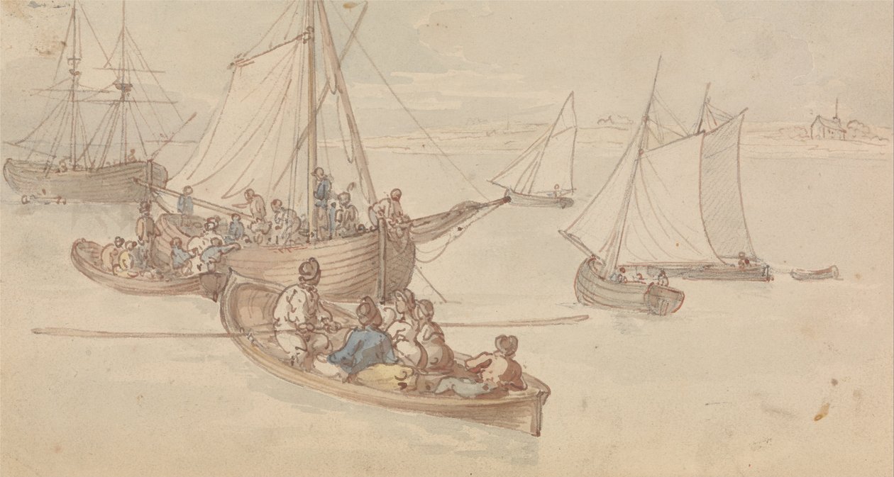 Bateaux de plaisance dans un estuaire - Thomas Rowlandson