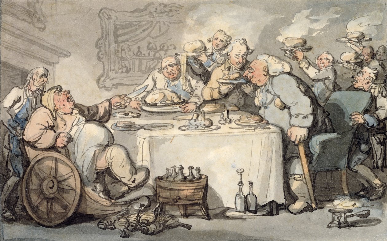 Les conforts de Bath : Gourmand goutteux au dîner - Thomas Rowlandson