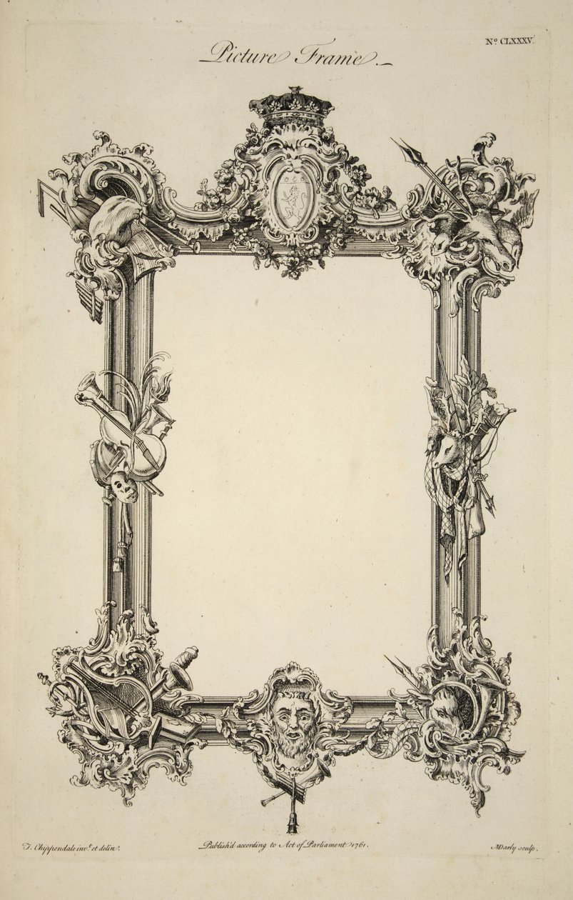 Conception pour un cadre, pub. 1761 (gravure) - Thomas (after) Chippendale