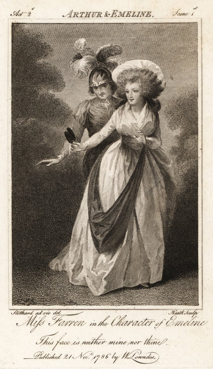 Mlle Elizabeth Farren dans le rôle d'Emeline dans Arthur et Emeline de ...