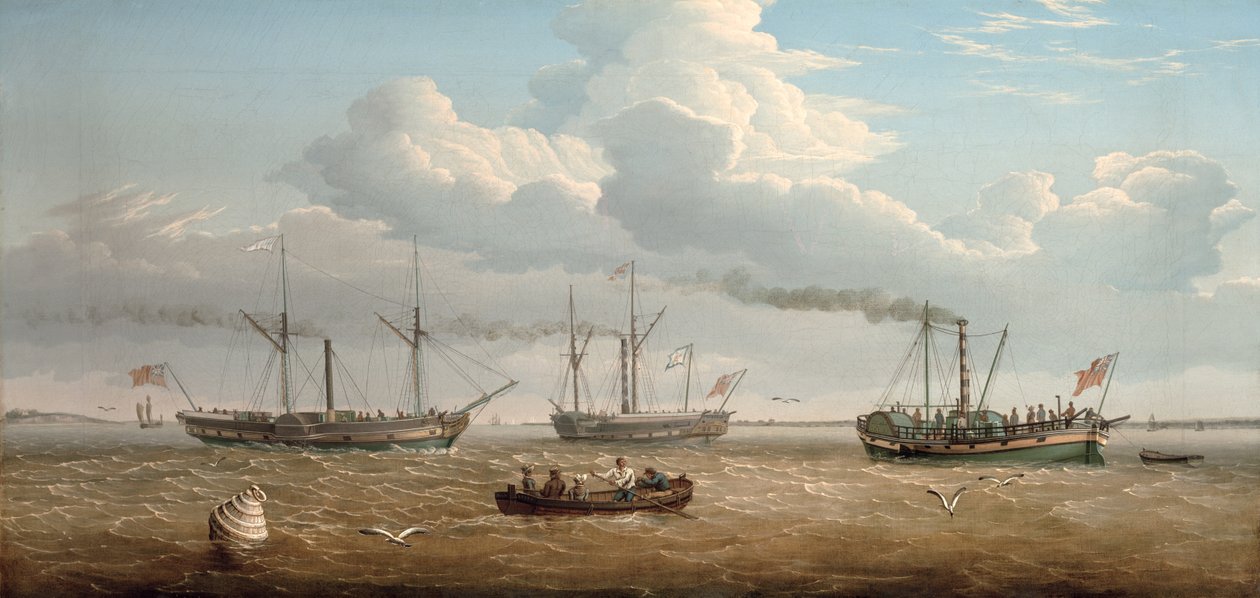 Trois bateaux à vapeur à aubes, 