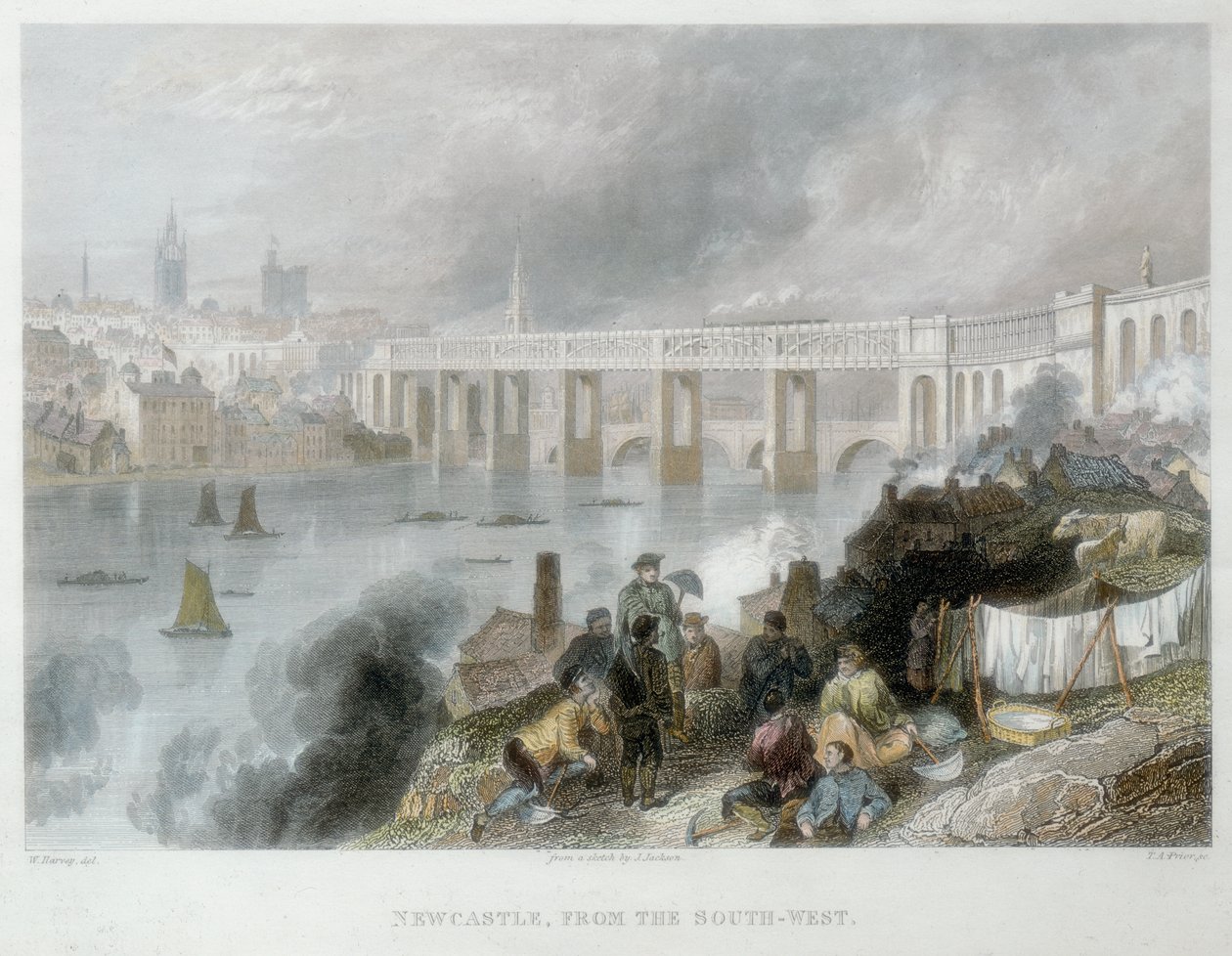 Newcastle-upon-Tyne depuis le sud-ouest, vers 1850 - Thomas Abiel Prior