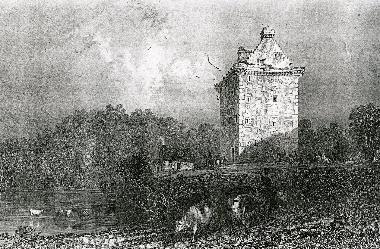 Gilnockie - ou la tour de Johnny Armstrong (Dumfries-shire), gravée par Henry Adlard, 1937 - Thomas Allom