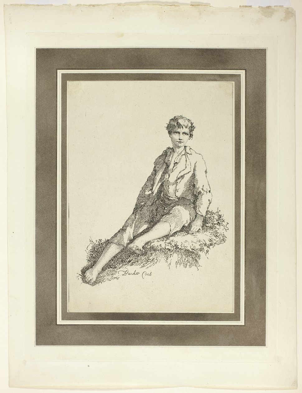 Jeune garçon assis, du premier numéro de Specimens of Polyautography - Thomas Barker