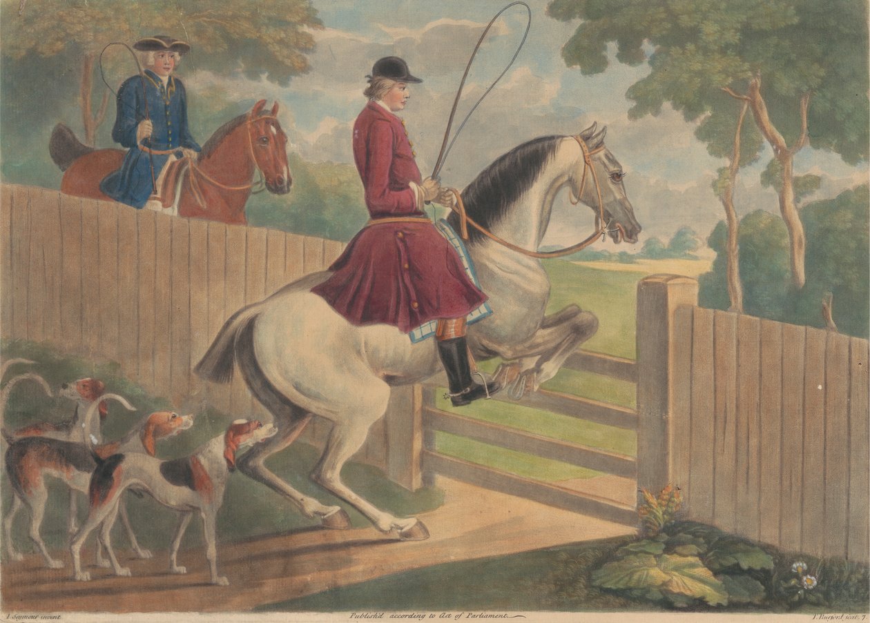 Chasse : Un cavalier mettant son cheval à une barrière - Thomas Burford