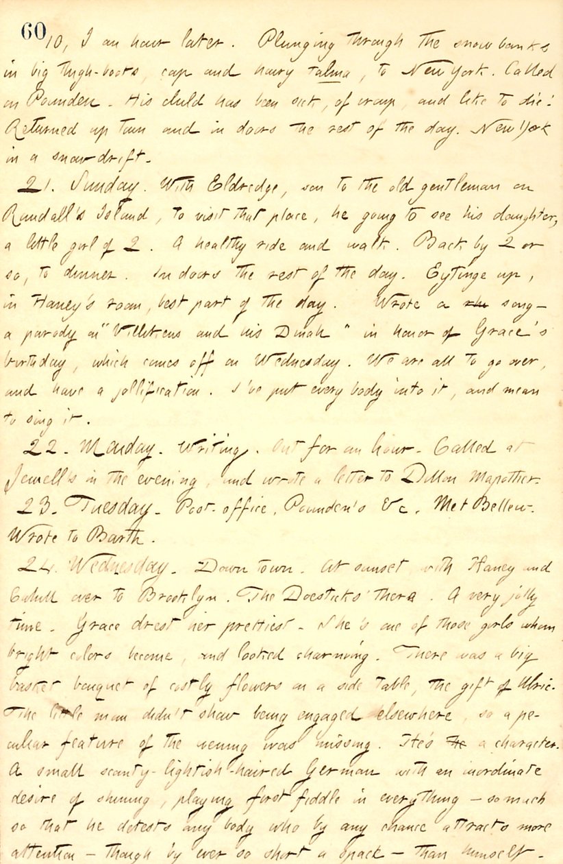Journaux de Thomas Butler Gunn - Volume 9, page 71, 20-24 février 1858 - Thomas Butler Gunn