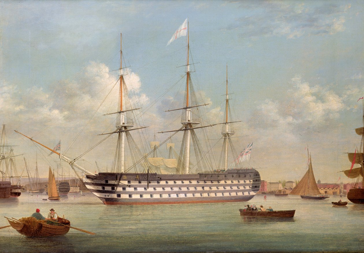 H.M.S. Britannia au large de Plymouth - Thomas Buttersworth