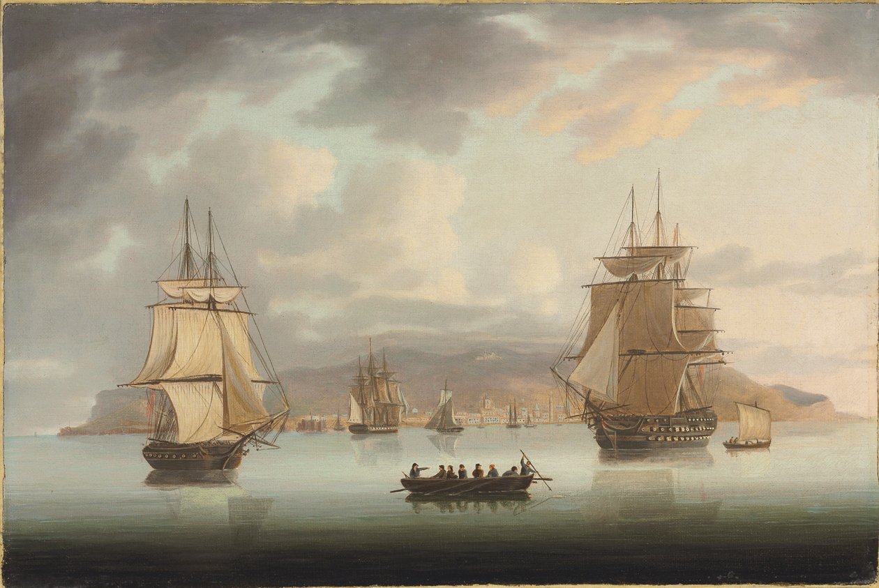 Rade de Funchal, H.M.S. Blenheim avec Greyhound et Harrier en route, 1805 - Thomas Butterworth