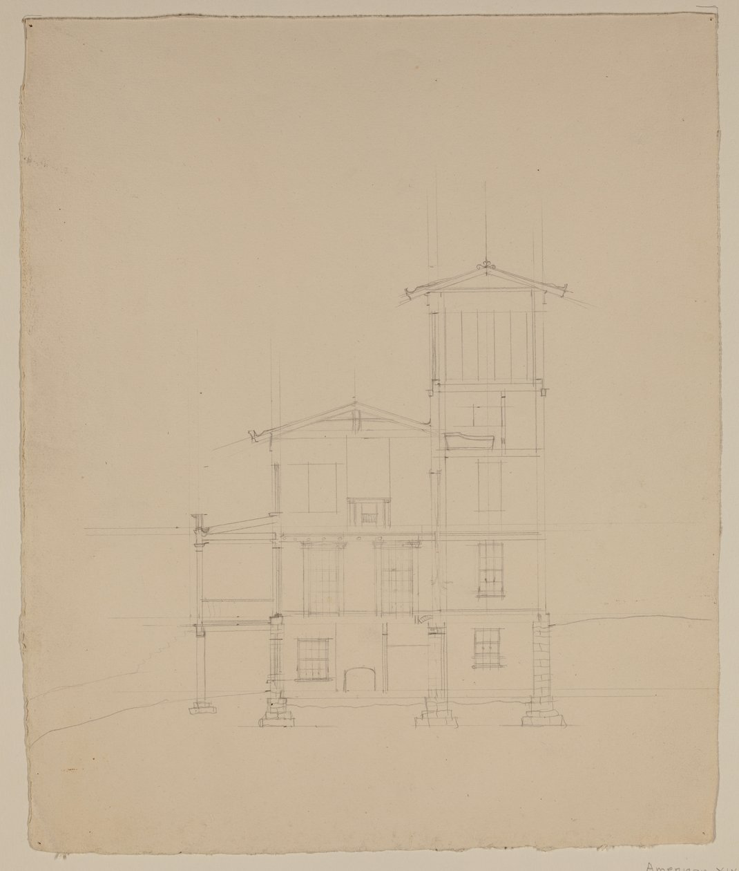 Dessin de la villa proposée à Catskill, c.1801-48 - Thomas Cole