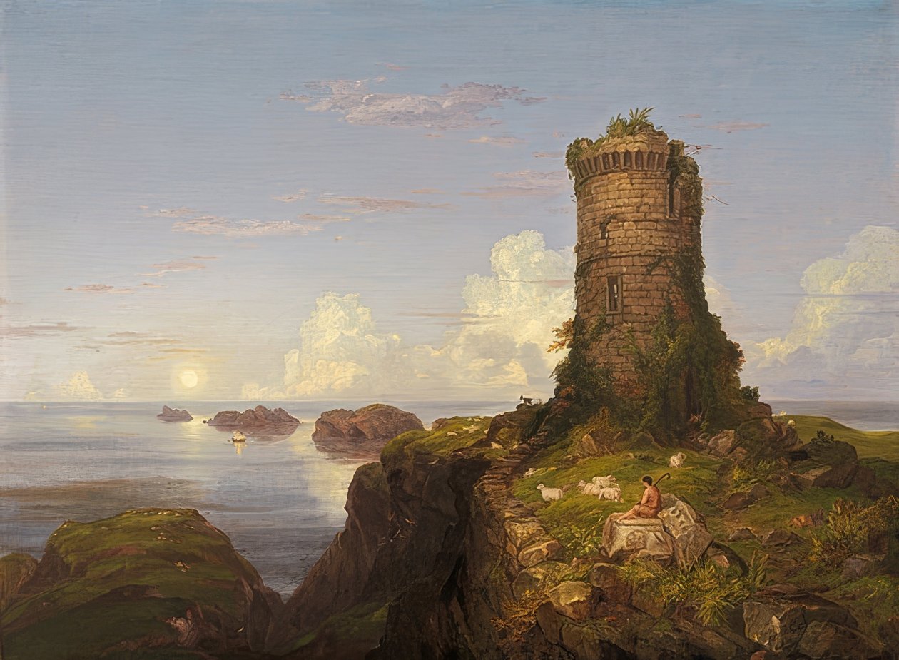 Côte italienne avec ruine de tour - Thomas Cole