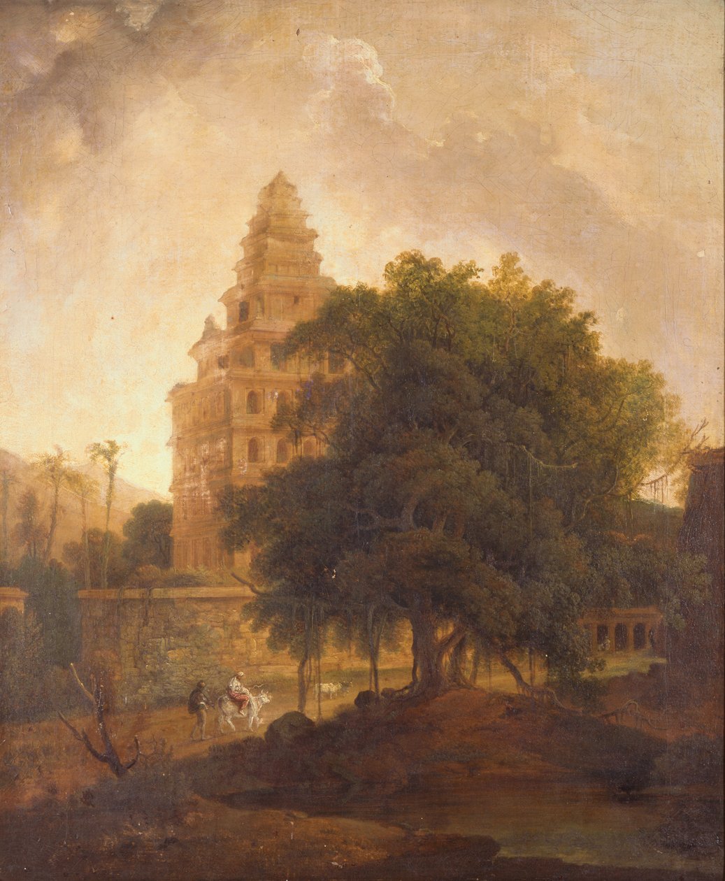 Voyageurs sur un chemin près du Kalyan Mahal, Gingee, Tamil Nadu - Thomas Daniell