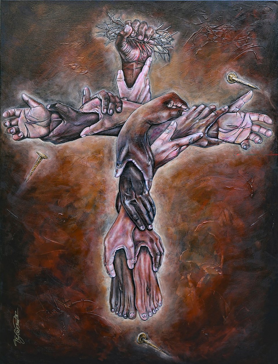 Corps du Christ, 2019 (technique mixte sur toile) - Thomas Elias Lockhart